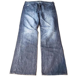 Seven For All Man Kind Mens Blue Jeans Distressed Slouchy Button Fly 38Wx33L